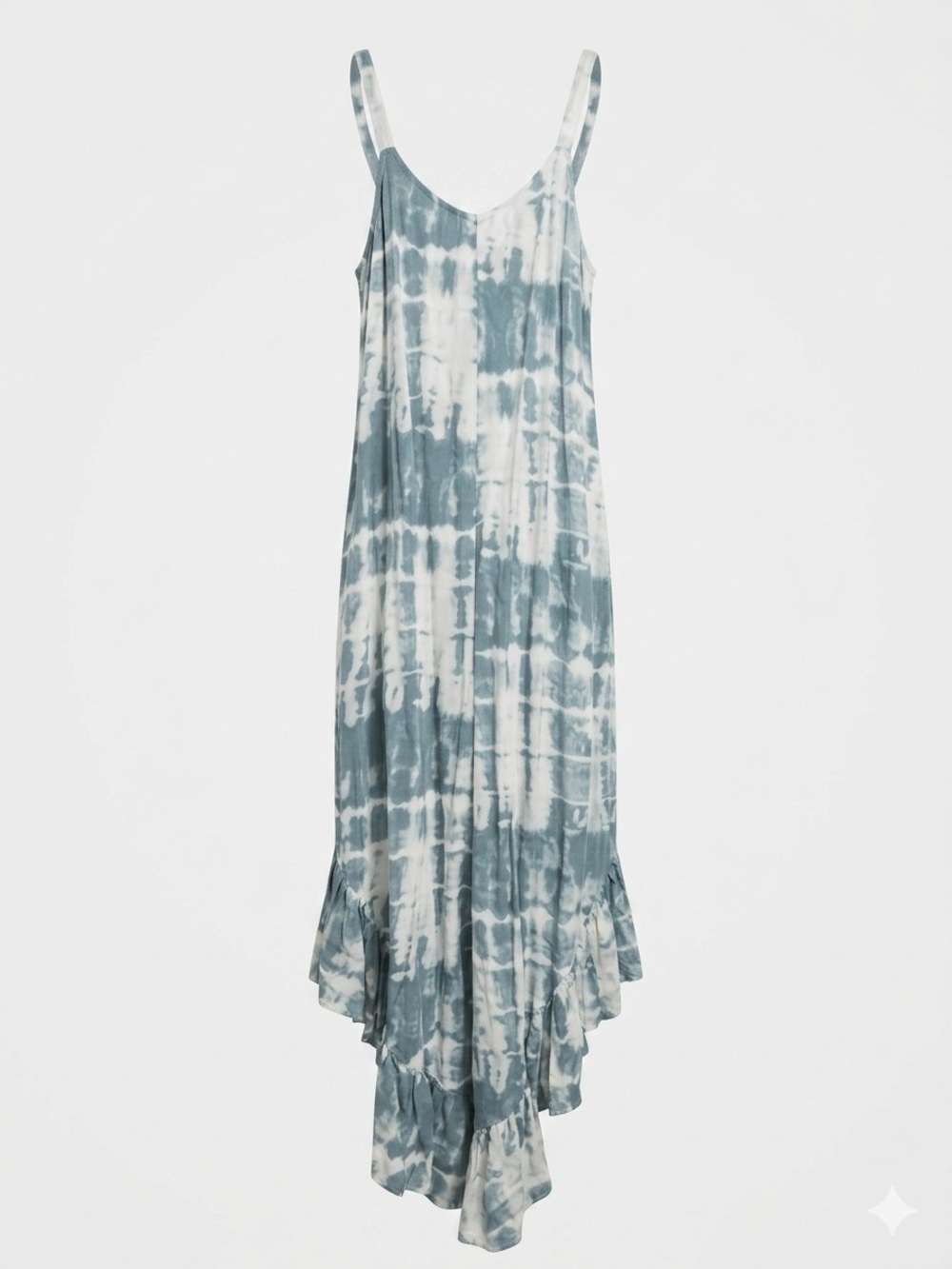 Japna Grayish Blue & White Tie-Dye Jumper With Ruffle Hem Bottoms